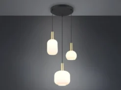 Retro Cluster Pendelleuchte DIVA 3-flammig mit Glasschirmen in Weiß, Ø 38cm
