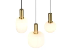 Retro Cluster Pendelleuchte DIVA 3-flammig mit Glasschirmen in Weiß, Ø 38cm