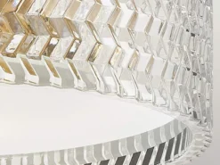 Retro Deckenleuchte ELLE Altmessing mit Chevron Glas Lampenschirm Ø 30,5cm