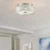 Retro Deckenleuchte ELLE Chrom mit Chevron Glas Lampenschirm Ø 30,5cm