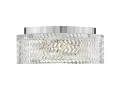 Retro Deckenleuchte ELLE Chrom mit Chevron Glas Lampenschirm Ø 30,5cm