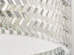 Retro Deckenleuchte ELLE Chrom mit Chevron Glas Lampenschirm Ø 30,5cm
