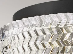 Retro Deckenleuchte ELLE Schwarz mit Chevron Glas Lampenschirm Ø 30,5cm
