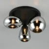 Retro Deckenleuchte LUMINA mit 3 Glasschirmen in Chrom Ø 48,5cm