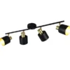 Retro Deckenstrahler EVA 4-flammig aus Metall Schwarz Gold, Breite 78cm