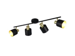 Retro Deckenstrahler EVA 4-flammig aus Metall Schwarz Gold, Breite 78cm