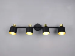 Retro Deckenstrahler EVA 4-flammig aus Metall Schwarz Gold, Breite 78cm