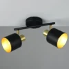 Retro Deckenstrahler EVA 2-flammig aus Metall Schwarz Gold, Breite 36,5cm