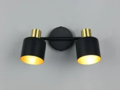 Retro Deckenstrahler EVA 2-flammig aus Metall Schwarz Gold, Breite 36,5cm