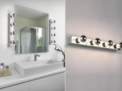 Retro LED Badezimmer Wandleuchte in Chrom 55cm - Spiegelleuchte