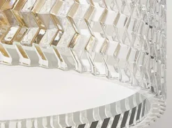 Retro LED Deckenleuchte Messing mit Chevron Glas Lampenschirm Ø 30,5cm