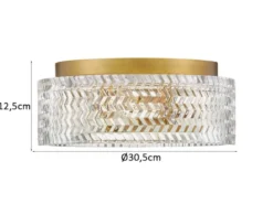 Retro LED Deckenleuchte Messing mit Chevron Glas Lampenschirm Ø 30,5cm