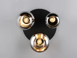 Retro LED Deckenleuchte mit 3 Glasschirmen Chrom Ø 48,5cm