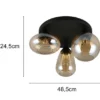 Retro LED Deckenleuchte mit 3 Glasschirmen Amberfarbig Ø 48,5cm