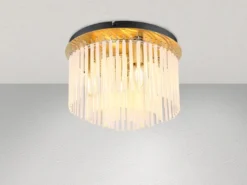 Retro LED Deckenleuchte mit transparenten Echtglas Stäben, Ø 32cm