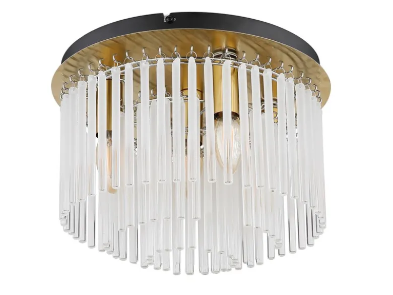 Retro LED Deckenleuchte mit transparenten Echtglas Stäben, Ø 32cm