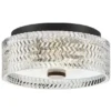 Retro LED Deckenleuchte Schwarz mit Chevron Glas Lampenschirm Ø 30,5cm