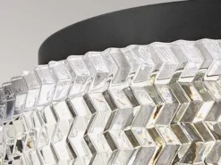 Retro LED Deckenleuchte Schwarz mit Chevron Glas Lampenschirm Ø 30,5cm