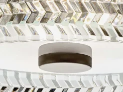 Retro LED Deckenleuchte Schwarz mit Chevron Glas Lampenschirm Ø 30,5cm