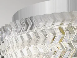 Retro LED Deckenleuchte Silber Chrom mit Chevron Glas Lampenschirm Ø 30,5cm
