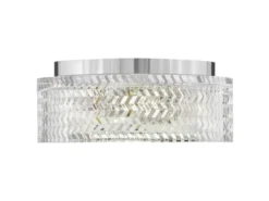Retro LED Deckenleuchte Silber Chrom mit Chevron Glas Lampenschirm Ø 30,5cm