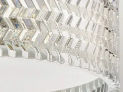 Retro LED Deckenleuchte Silber Chrom mit Chevron Glas Lampenschirm Ø 30,5cm