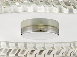 Retro LED Deckenleuchte Silber Chrom mit Chevron Glas Lampenschirm Ø 30,5cm