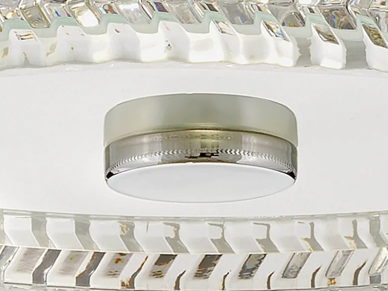 Retro LED Deckenleuchte Silber Chrom mit Chevron Glas Lampenschirm Ø 30,5cm