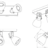 Retro LED Deckenstrahler 2-flammig mit Beton-Lampenschirmen, Breite 23cm