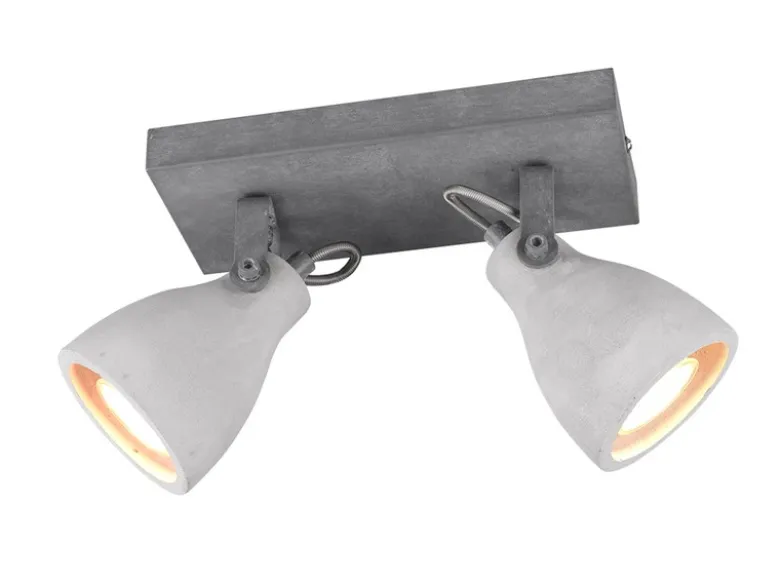 Retro LED Deckenstrahler 2-flammig mit Beton-Lampenschirmen, Breite 23cm