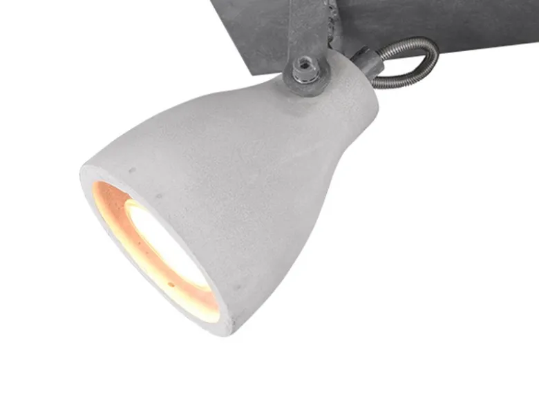 Retro LED Deckenstrahler 2-flammig mit Beton-Lampenschirmen, Breite 23cm
