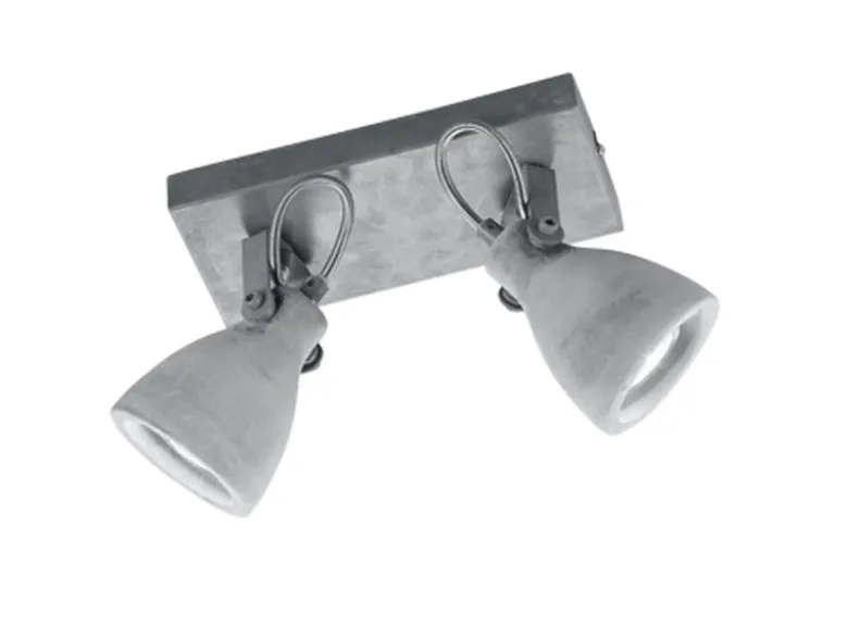 Retro LED Deckenstrahler 2-flammig mit Beton-Lampenschirmen, Breite 23cm