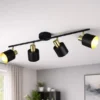 Retro LED Deckenstrahler 4-flammig aus Metall Schwarz Gold, Breite 78cm