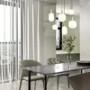Retro LED Pendelleuchte 6-flammig mit Glasschirmen in Weiß, Breite 92cm