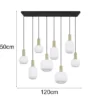 Retro LED Pendelleuchte 8-flammig mit Glasschirmen in Weiß, Breite 120cm