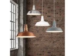 Retro LED Pendelleuchte Lampenschirm Metall Weiß, Ø 36cm