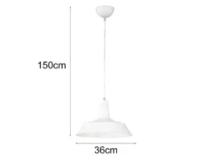 Retro LED Pendelleuchte Lampenschirm Metall Weiß, Ø 36cm