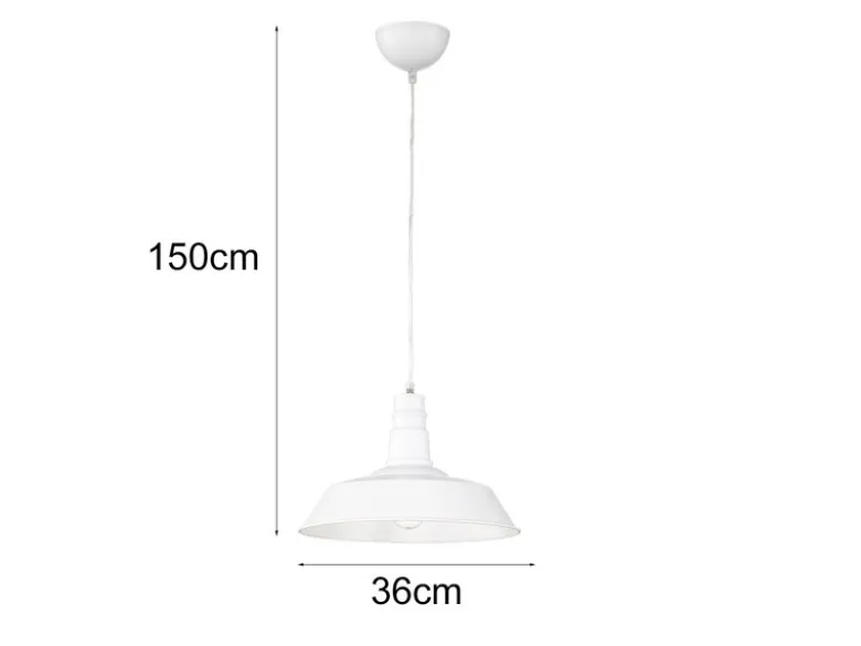 Retro LED Pendelleuchte Lampenschirm Metall Weiß, Ø 36cm