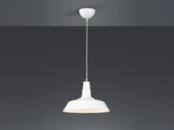 Retro LED Pendelleuchte Lampenschirm Metall Weiß, Ø 36cm