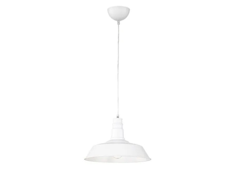 Retro LED Pendelleuchte Lampenschirm Metall Weiß, Ø 36cm