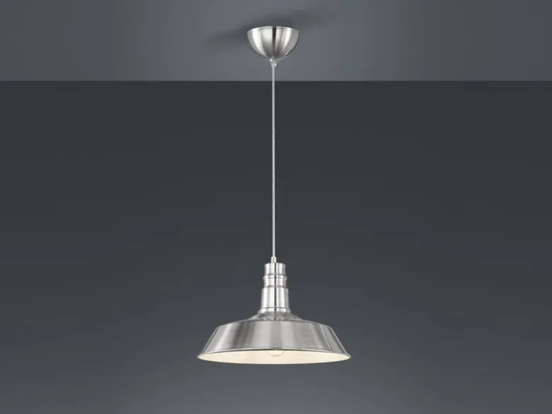 Retro LED Pendelleuchte Lampenschirm Metall Silber, Ø 36cm