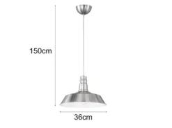 Retro LED Pendelleuchte Lampenschirm Metall Silber, Ø 36cm