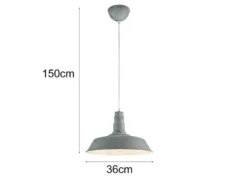 Retro LED Pendelleuchte Lampenschirm Metall Betonoptik, Ø 36cm