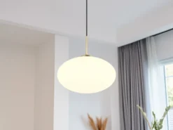 Retro LED Pendelleuchte Messing mit Glaskugel Lampenschirm, Ø 40cm
