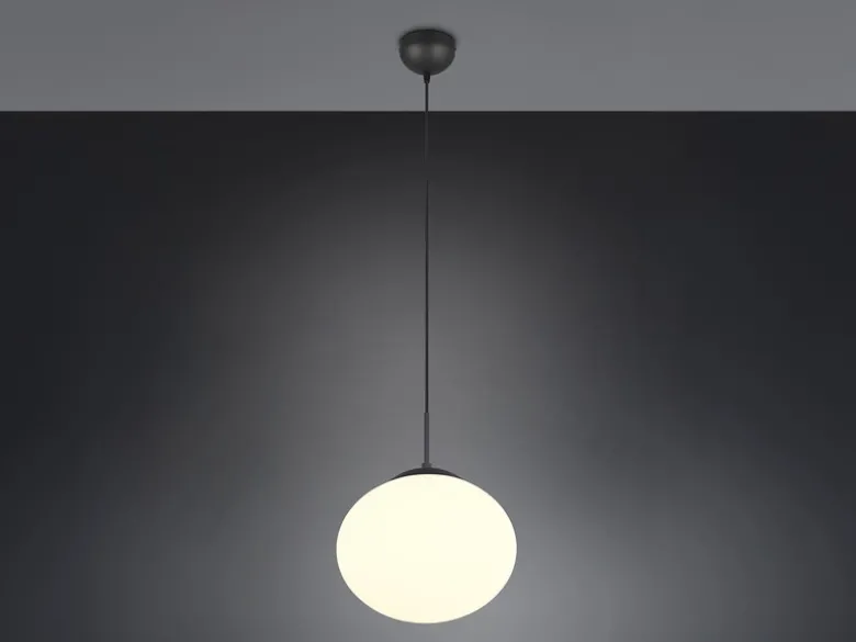 Retro LED Pendelleuchte Schwarz mit Glaskugel Lampenschirm, Ø 30cm