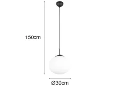 Retro LED Pendelleuchte Schwarz mit Glaskugel Lampenschirm, Ø 30cm