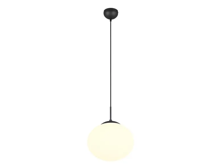 Retro LED Pendelleuchte Schwarz mit Glaskugel Lampenschirm, Ø 30cm