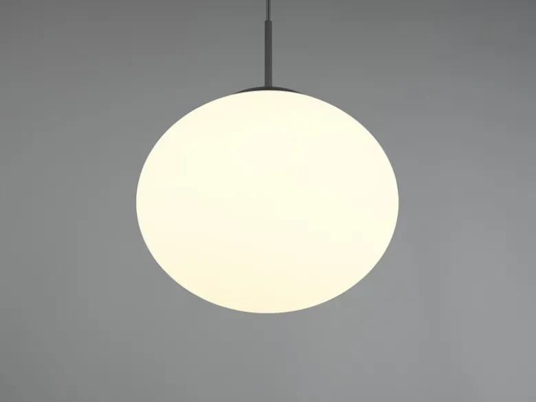 Retro LED Pendelleuchte Schwarz mit Glaskugel Lampenschirm, Ø 30cm