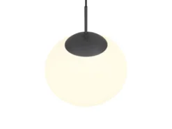 Retro LED Pendelleuchte Schwarz mit Glaskugel Lampenschirm, Ø 30cm