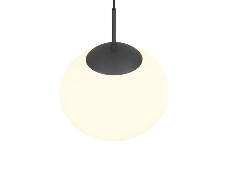 Retro LED Pendelleuchte Schwarz mit Glaskugel Lampenschirm, Ø 30cm